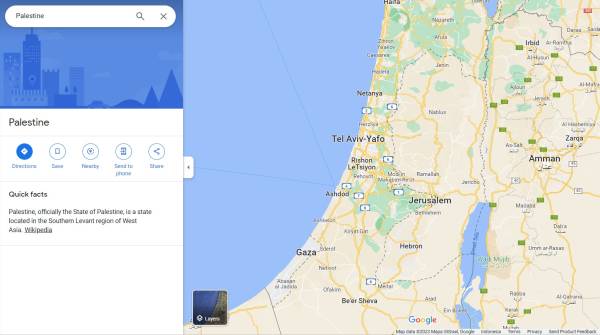 Palestina Tidak Ada di Google dan Apple Maps, tapi Diakui di Bing dan Yandex